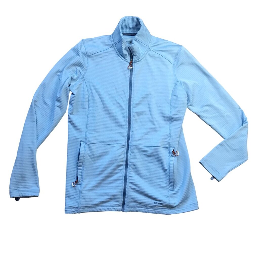 Orvis Horseshoe Hills Full Zip Jacket Women's Size Medium Powder Blue Thumb Loop